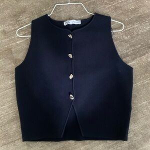Navy Button-Up Vest